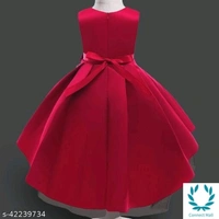 Hopscotch Girls Cotton and Polyester Sleeveless Applique Floral Party Dress in Red Color (985150) - 2-3 Years, Red (985150), Polyster, Printed, Pack of : Single